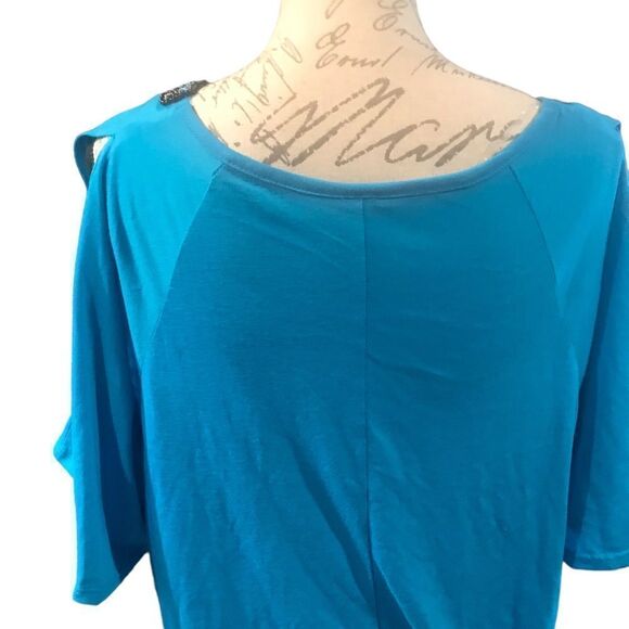 Faded Glory Blue Cold Shoulder Top Plus Size 3X - Picture 4 of 10